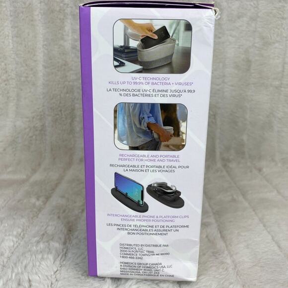 HoMedics UV Clean Sanitizer Bag - Portable UV Light Sanitizer - Grey - Picture 2 of 5